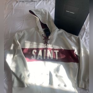 Saint Laurent boxy lace hoodie